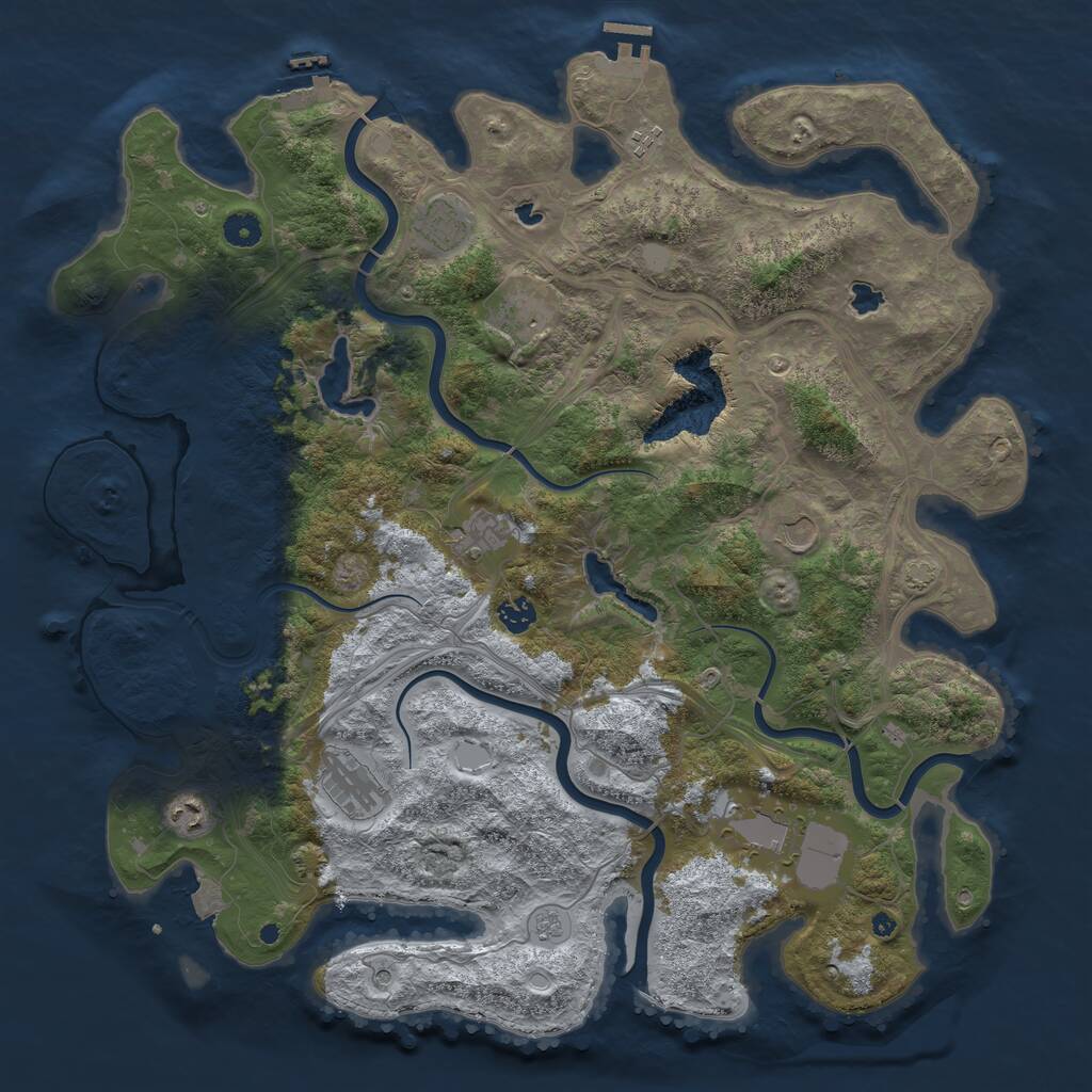 Rust Map: Procedural Map, Size: 4500, Seed: 12673, 15 Monuments