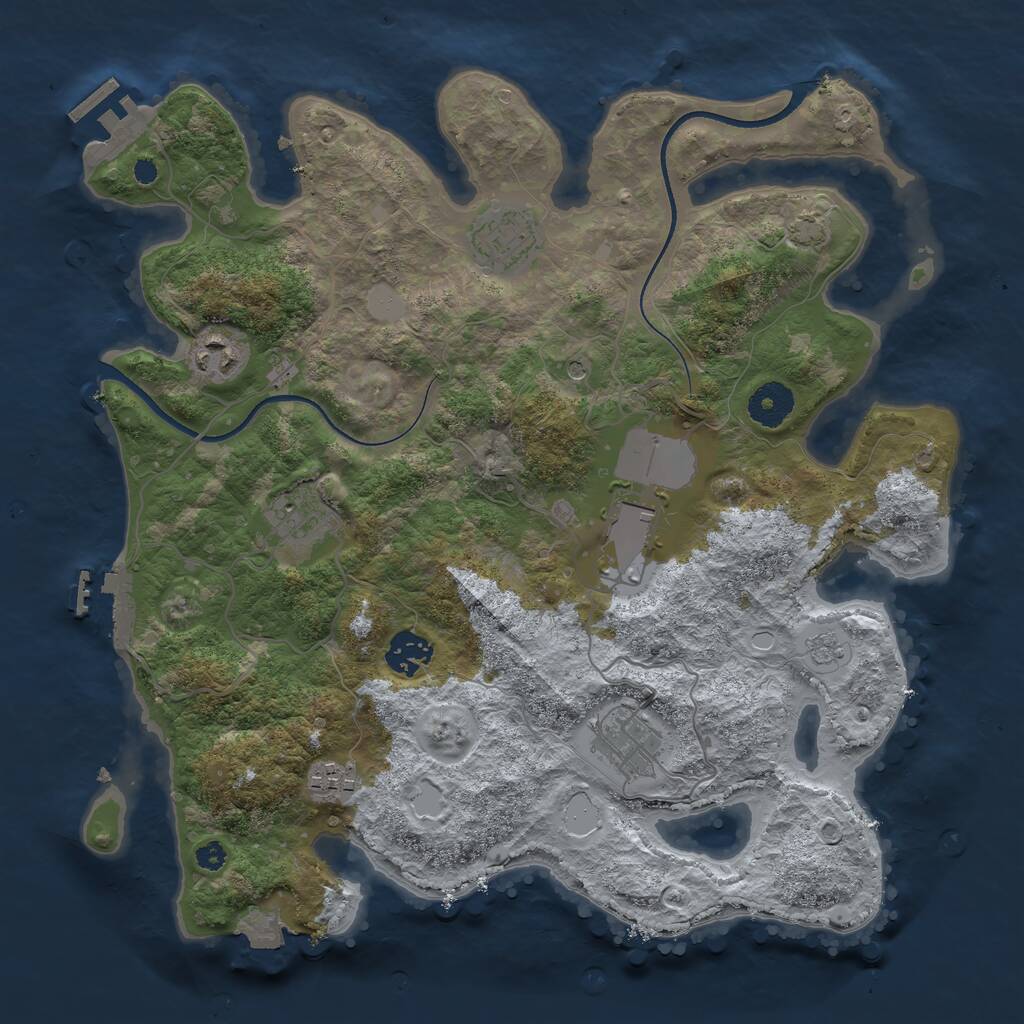Rust Map: Procedural Map, Size: 3500, Seed: 376438589, 13 Monuments