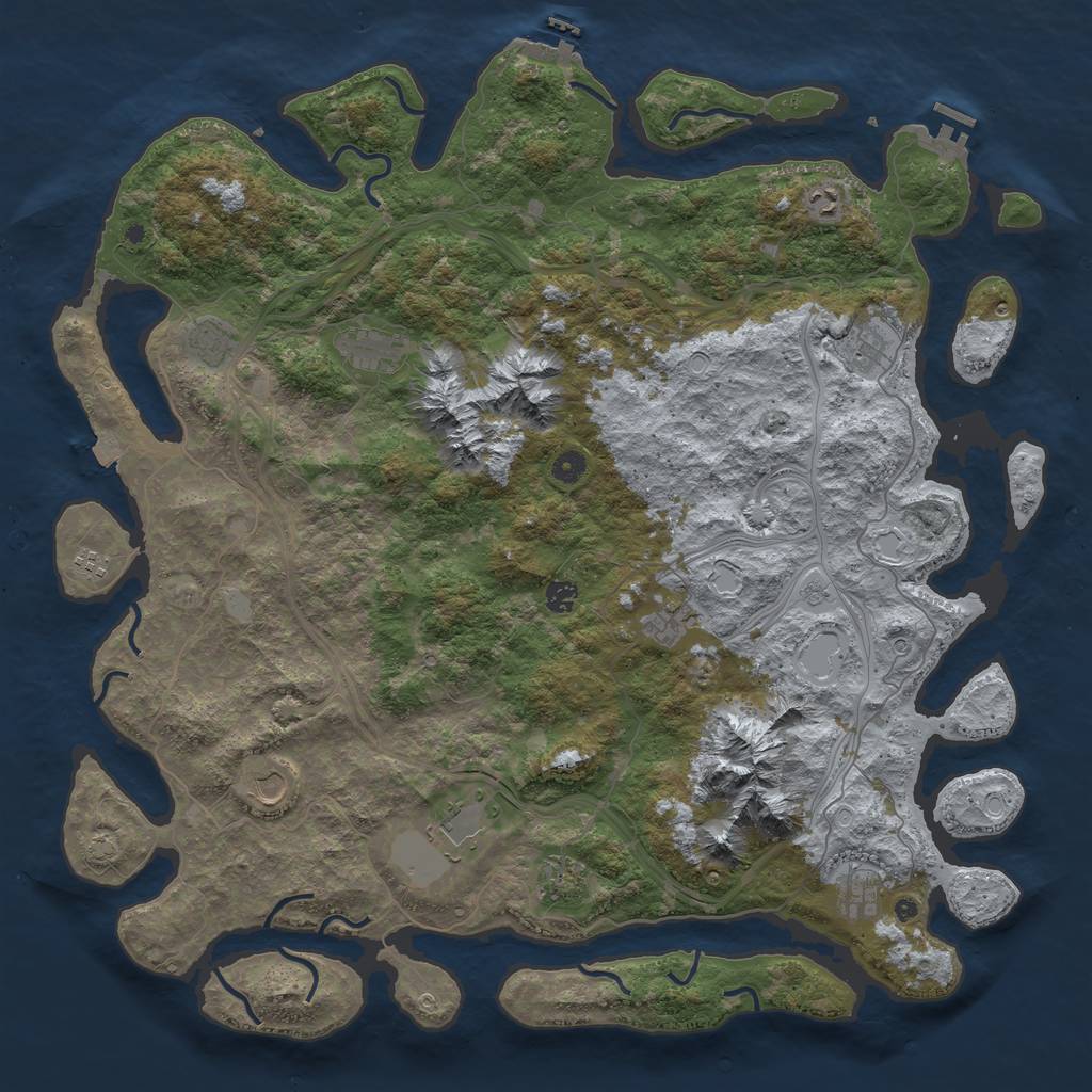 Rust Map: Procedural Map, Size: 5000, Seed: 8575747, 19 Monuments