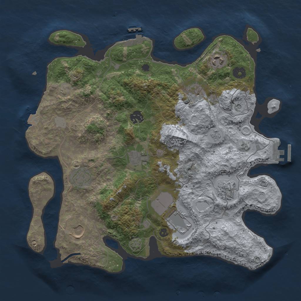 Rust Map: Procedural Map, Size: 3500, Seed: 403058437, 16 Monuments