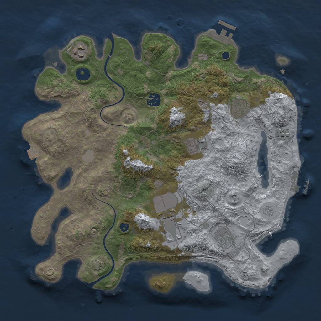 Rust Map: Procedural Map, Size: 3500, Seed: 1821155264, 13 Monuments