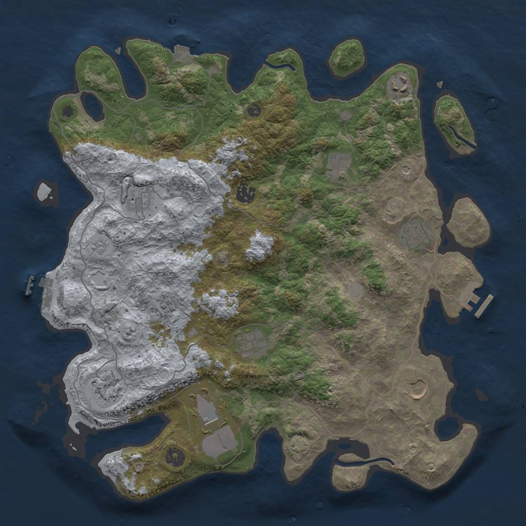 Rust Map: Procedural Map, Size: 4000, Seed: 243671934, 18 Monuments