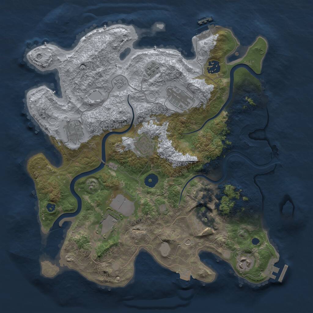 Rust Map: Procedural Map, Size: 3500, Seed: 1075629968, 14 Monuments