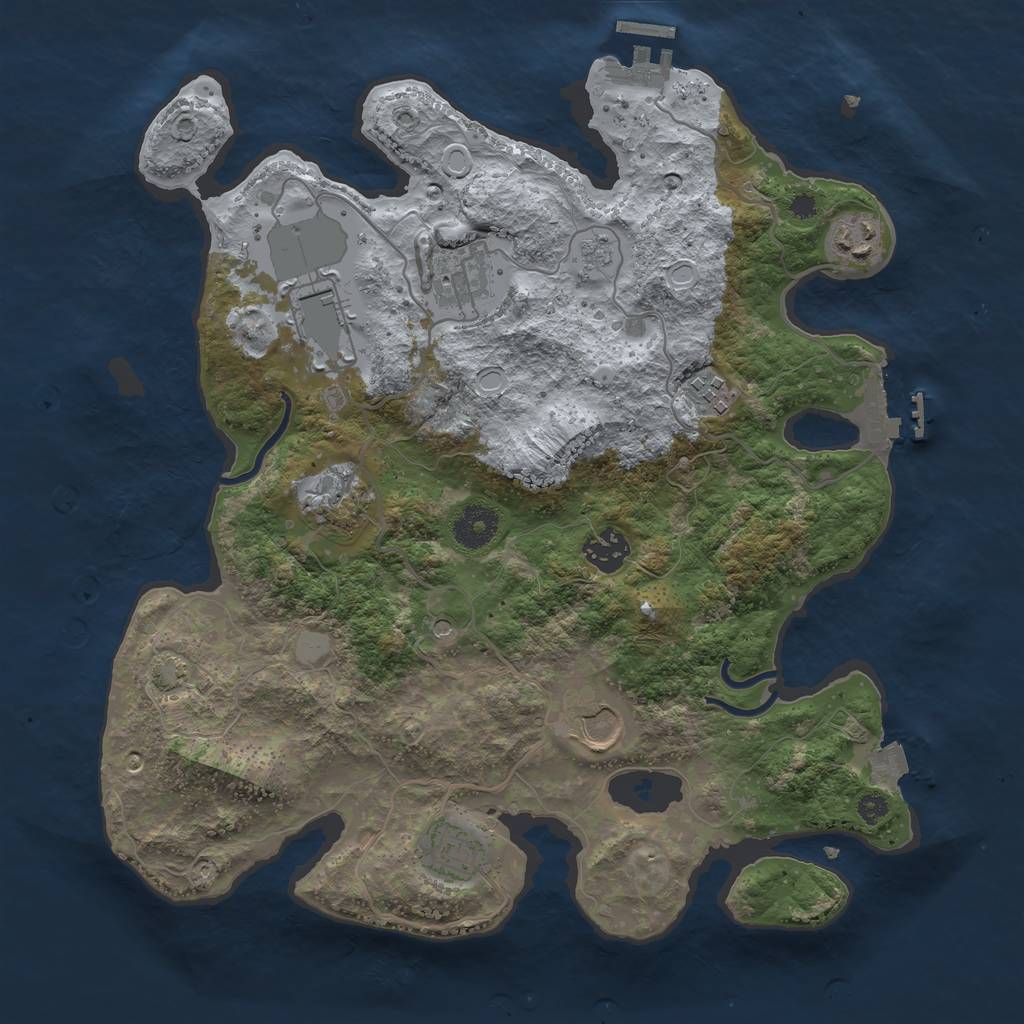 Rust Map: Procedural Map, Size: 3500, Seed: 139971110, 16 Monuments