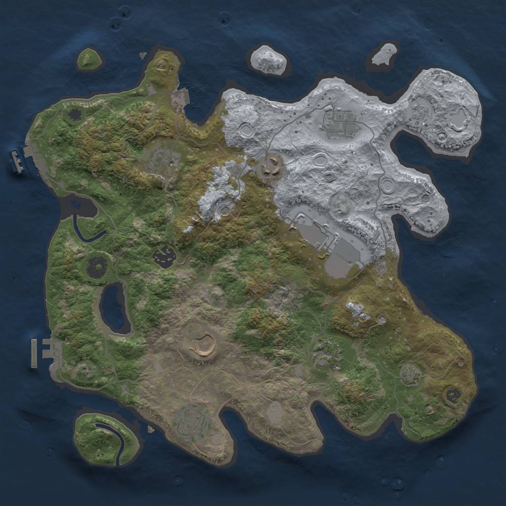 Rust Map: Procedural Map, Size: 3500, Seed: 1432995179, 16 Monuments