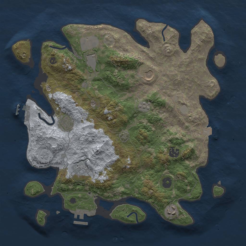 Rust Map: Procedural Map, Size: 3500, Seed: 1920405876, 15 Monuments