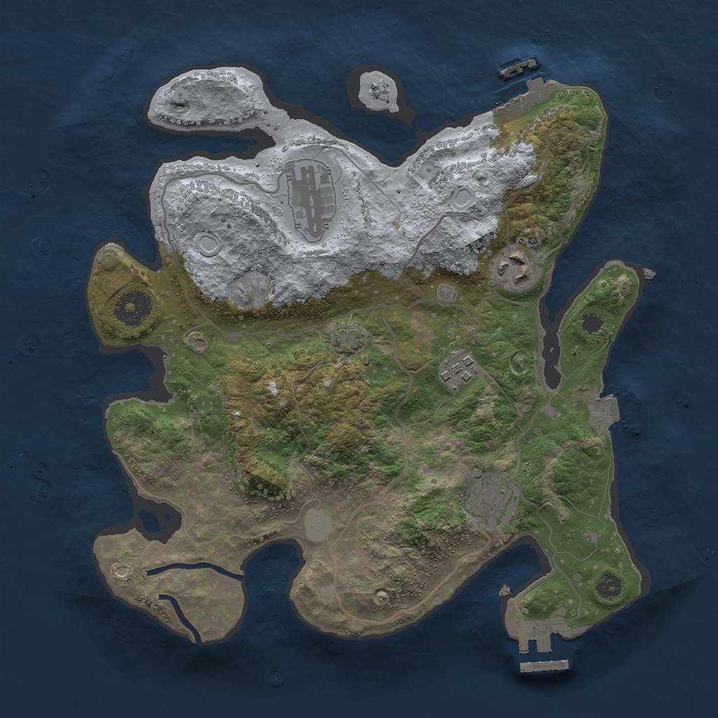 Rust Map: Procedural Map, Size: 3000, Seed: 592403712, 10 Monuments