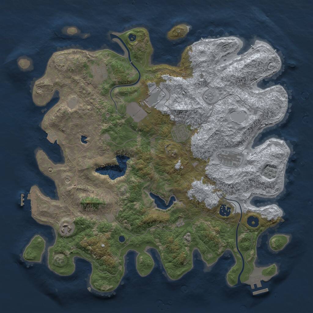 Rust Map: Procedural Map, Size: 4000, Seed: 337156317, 13 Monuments
