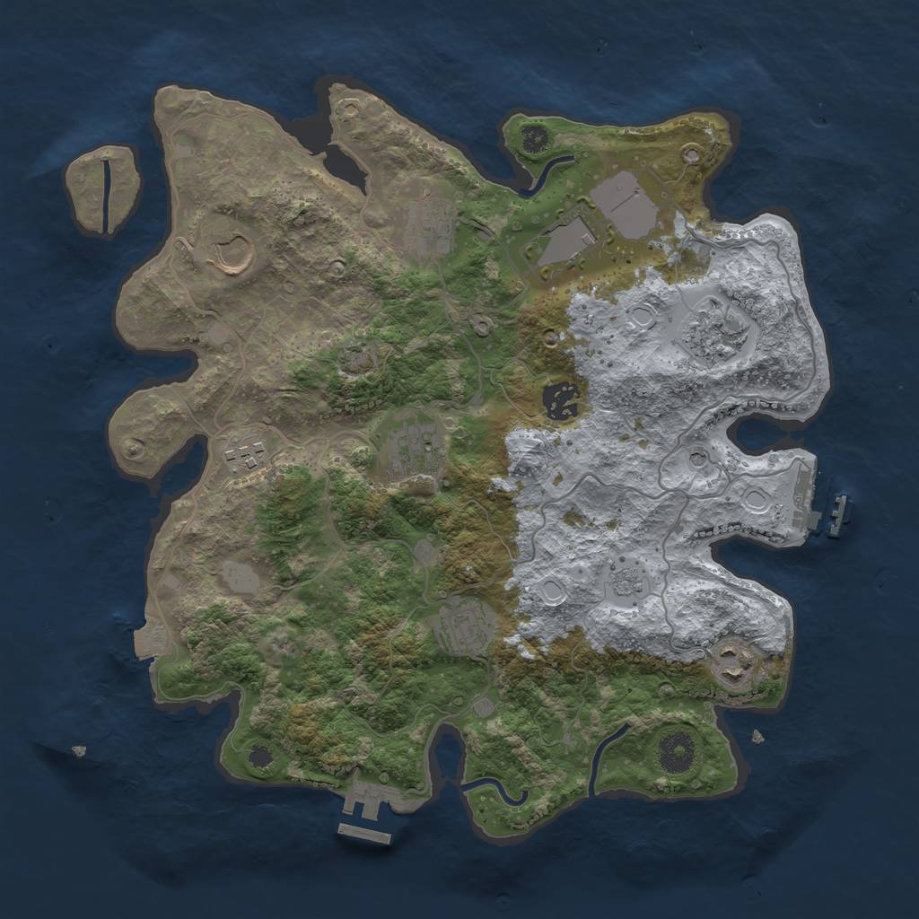 Rust Map: Procedural Map, Size: 3500, Seed: 84868675, 17 Monuments