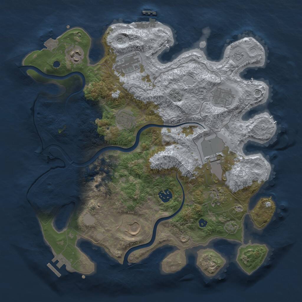 Rust Map: Procedural Map, Size: 3500, Seed: 1900625327, 15 Monuments