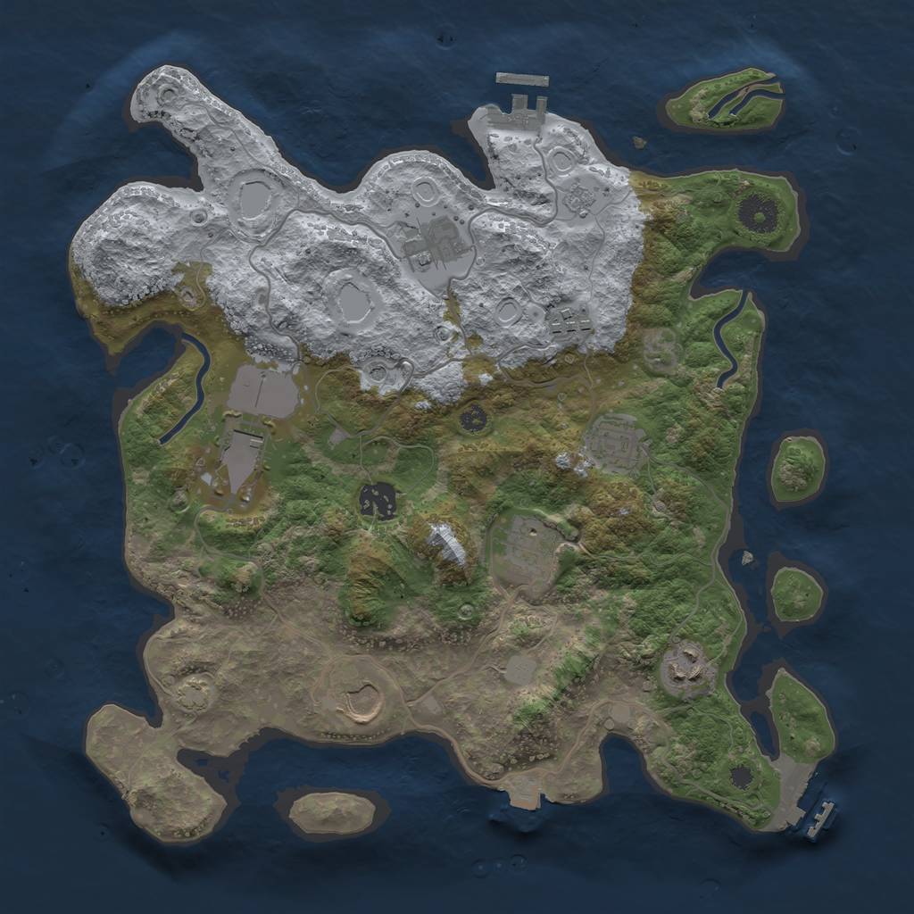 Rust Map: Procedural Map, Size: 3500, Seed: 302056169, 16 Monuments