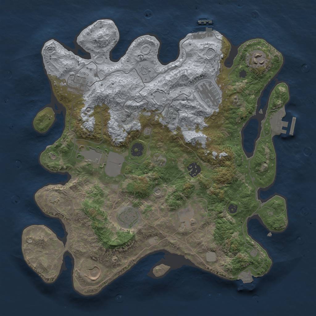 Rust Map: Procedural Map, Size: 3500, Seed: 908545015, 17 Monuments