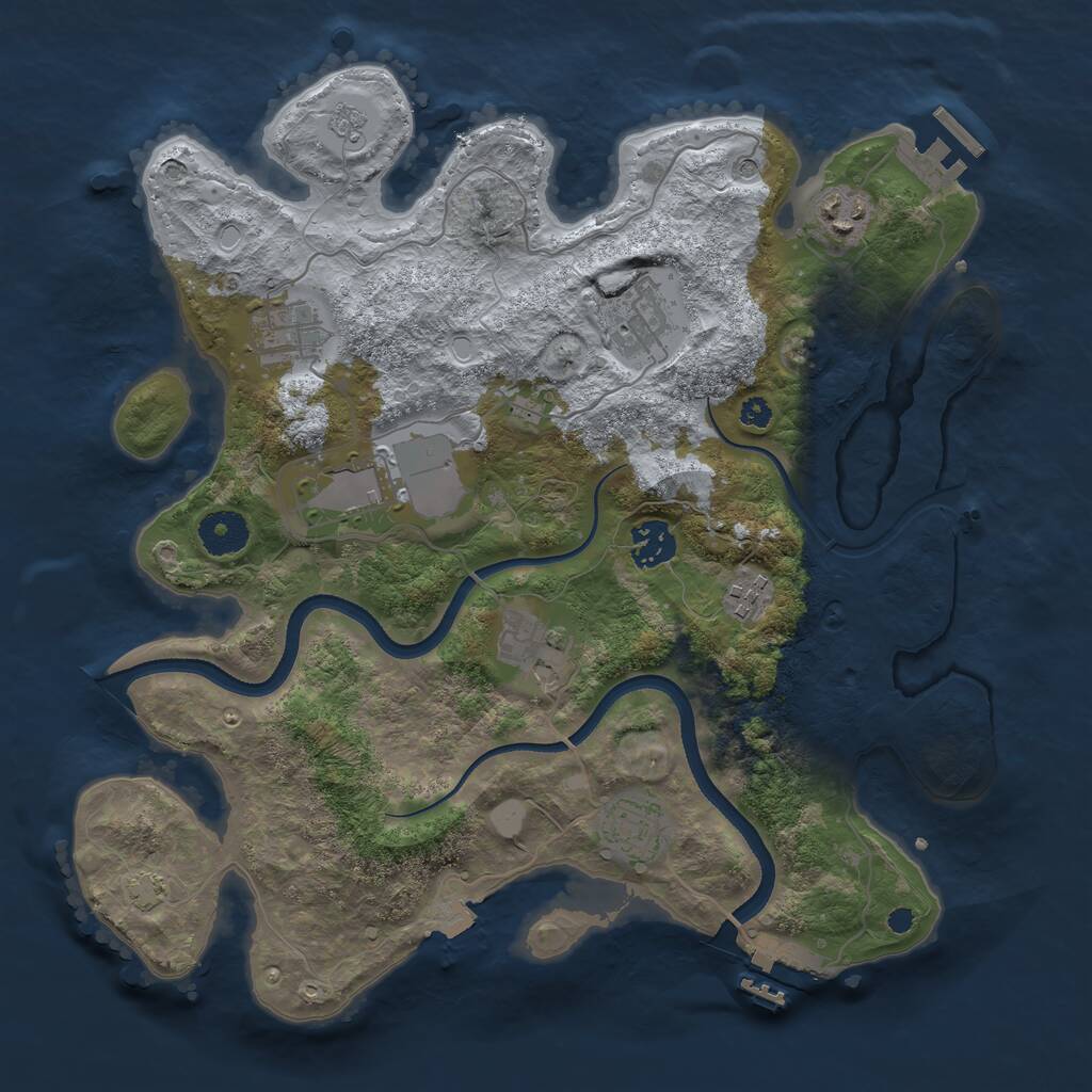 Rust Map: Procedural Map, Size: 3500, Seed: 908545015, 14 Monuments