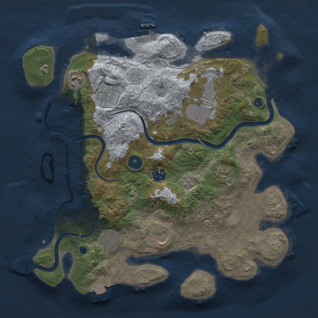 Rust Map: Procedural Map, Size: 3500, Seed: 6093, 13 Monuments