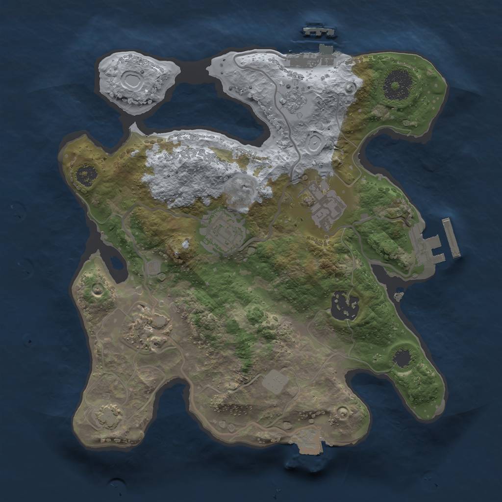 Rust Map: Procedural Map, Size: 2500, Seed: 1040175564, 11 Monuments