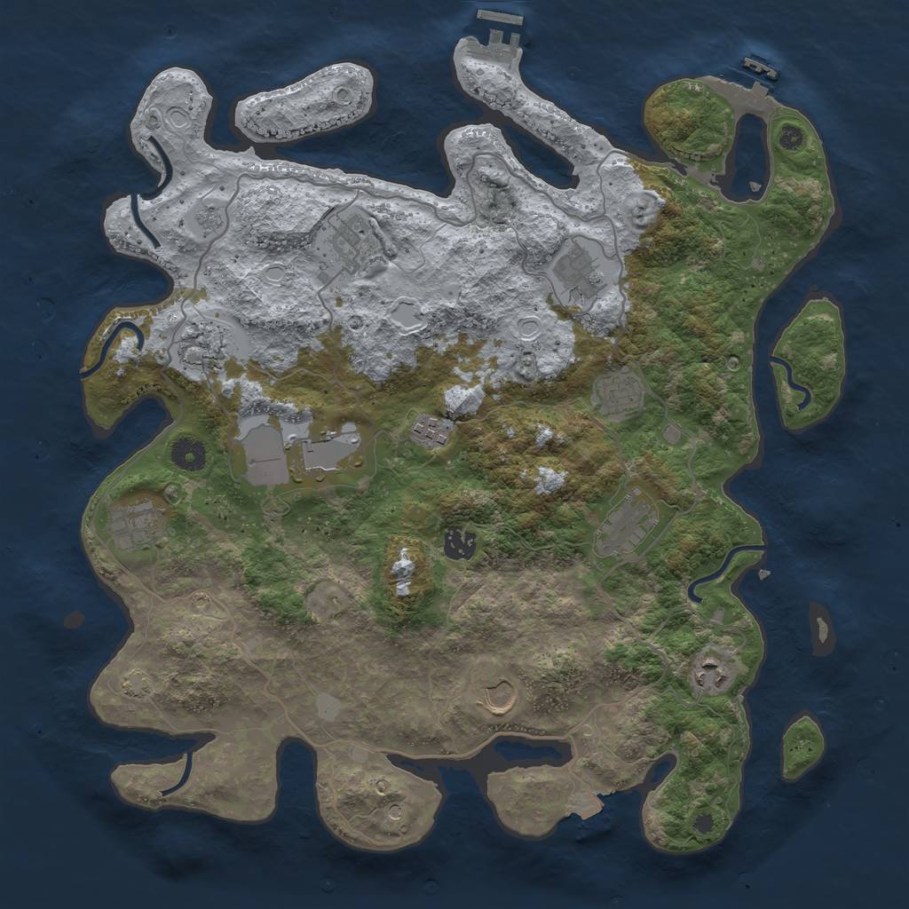 Rust Map: Procedural Map, Size: 4000, Seed: 2098361819, 19 Monuments