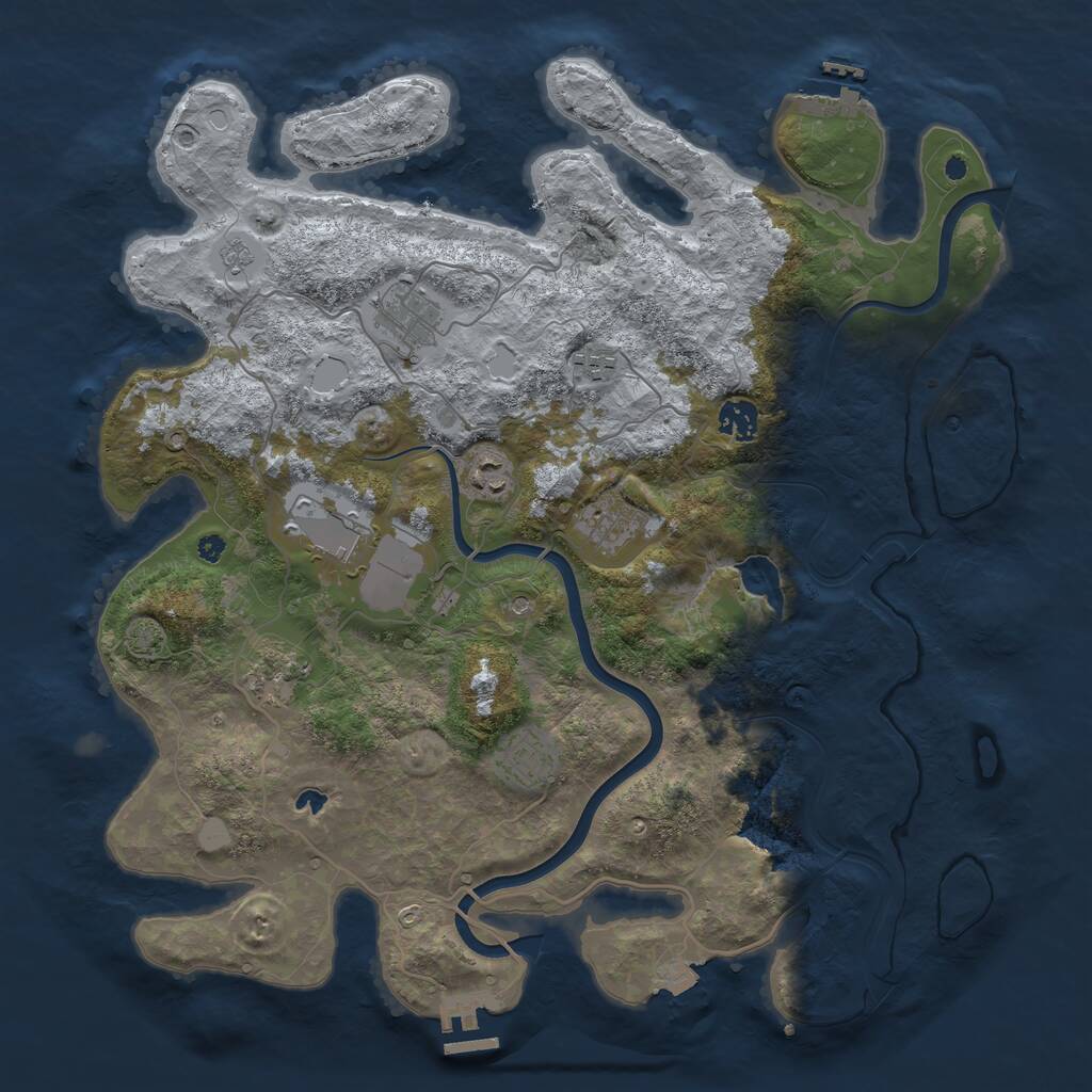 Rust Map: Procedural Map, Size: 4000, Seed: 2098361819, 14 Monuments