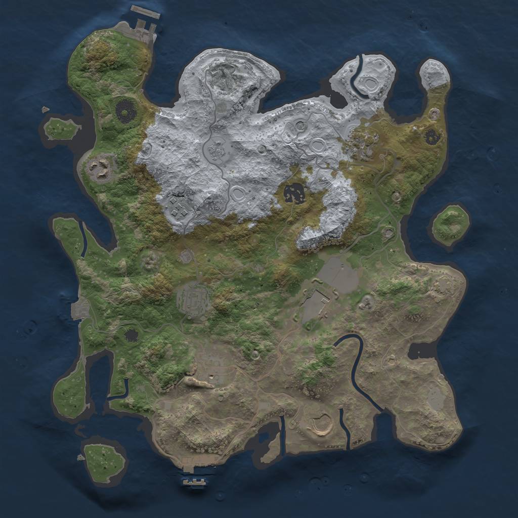 Rust Map: Procedural Map, Size: 3500, Seed: 1395408643, 16 Monuments