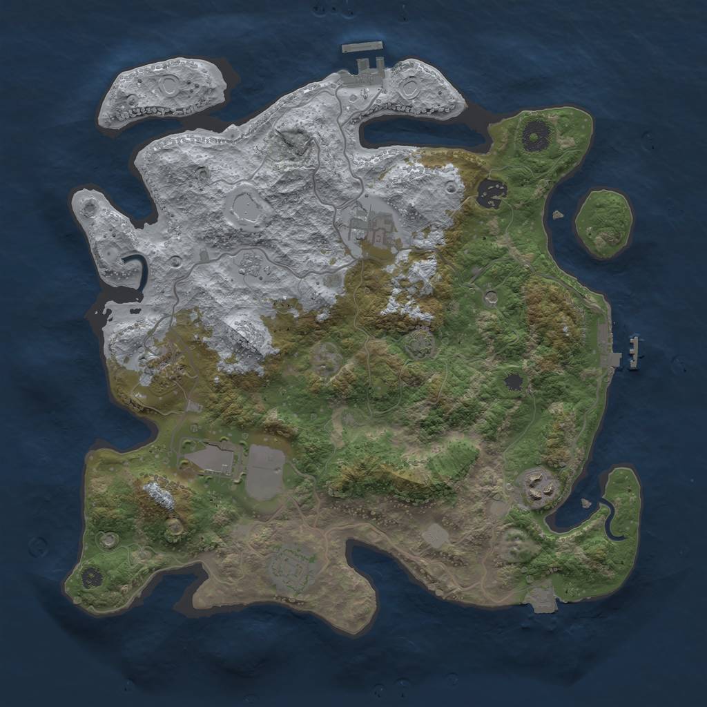 Rust Map: Procedural Map, Size: 3500, Seed: 1830117543, 14 Monuments