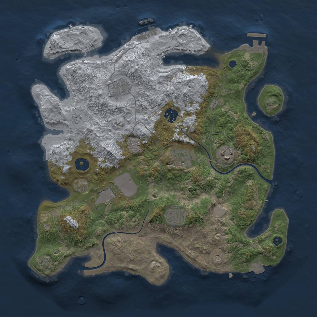 Rust Map: Procedural Map, Size: 3500, Seed: 1830117543, 13 Monuments