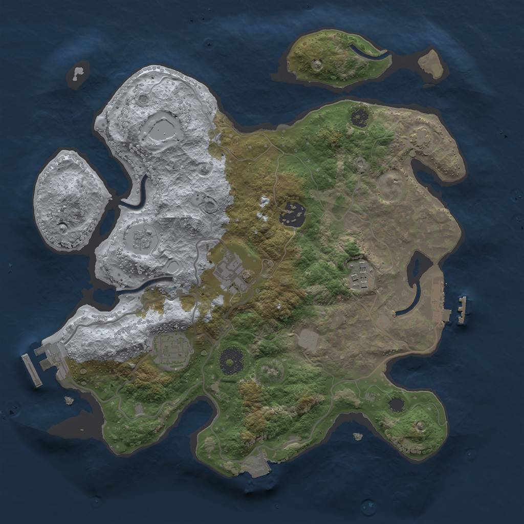 Rust Map: Procedural Map, Size: 3000, Seed: 540880458, 11 Monuments