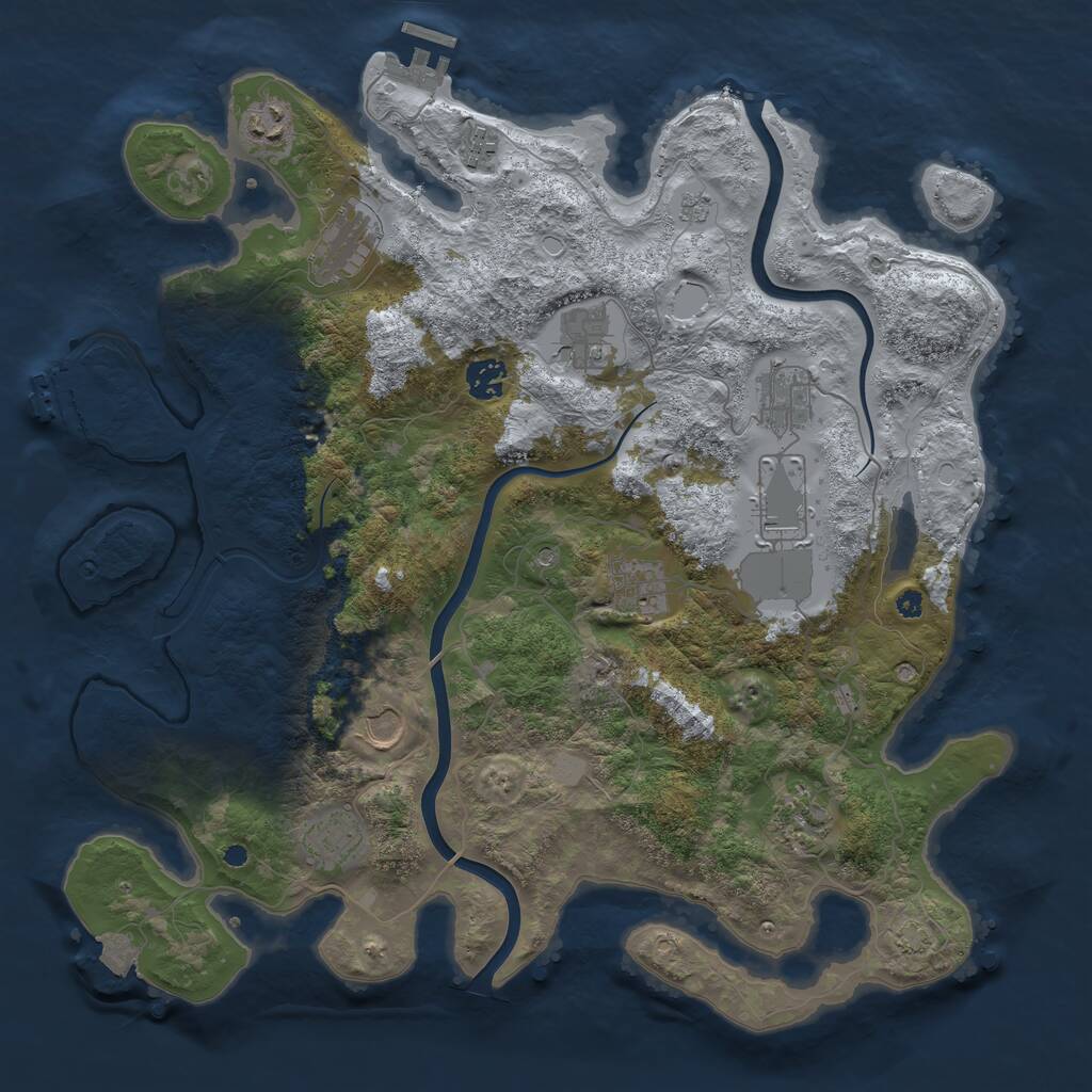 Rust Map: Procedural Map, Size: 3950, Seed: 38243739, 17 Monuments