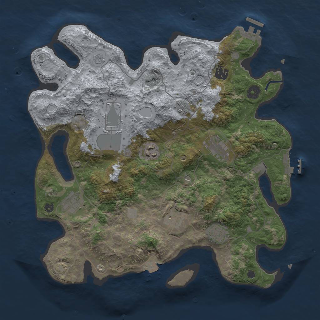 Rust Map: Procedural Map, Size: 3500, Seed: 1129249, 16 Monuments