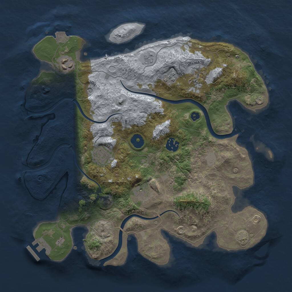 Rust Map: Procedural Map, Size: 3300, Seed: 1100931232, 11 Monuments