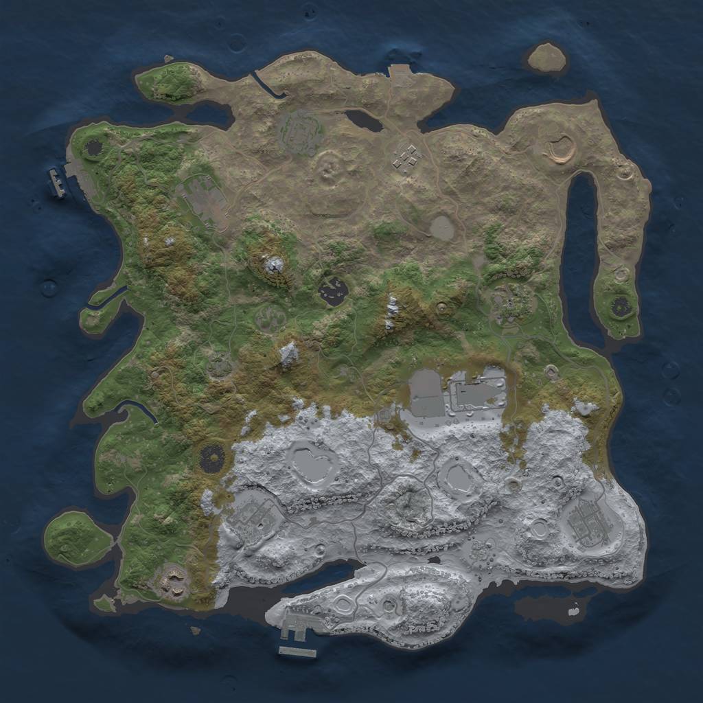 Rust Map: Procedural Map, Size: 3800, Seed: 30509837, 18 Monuments