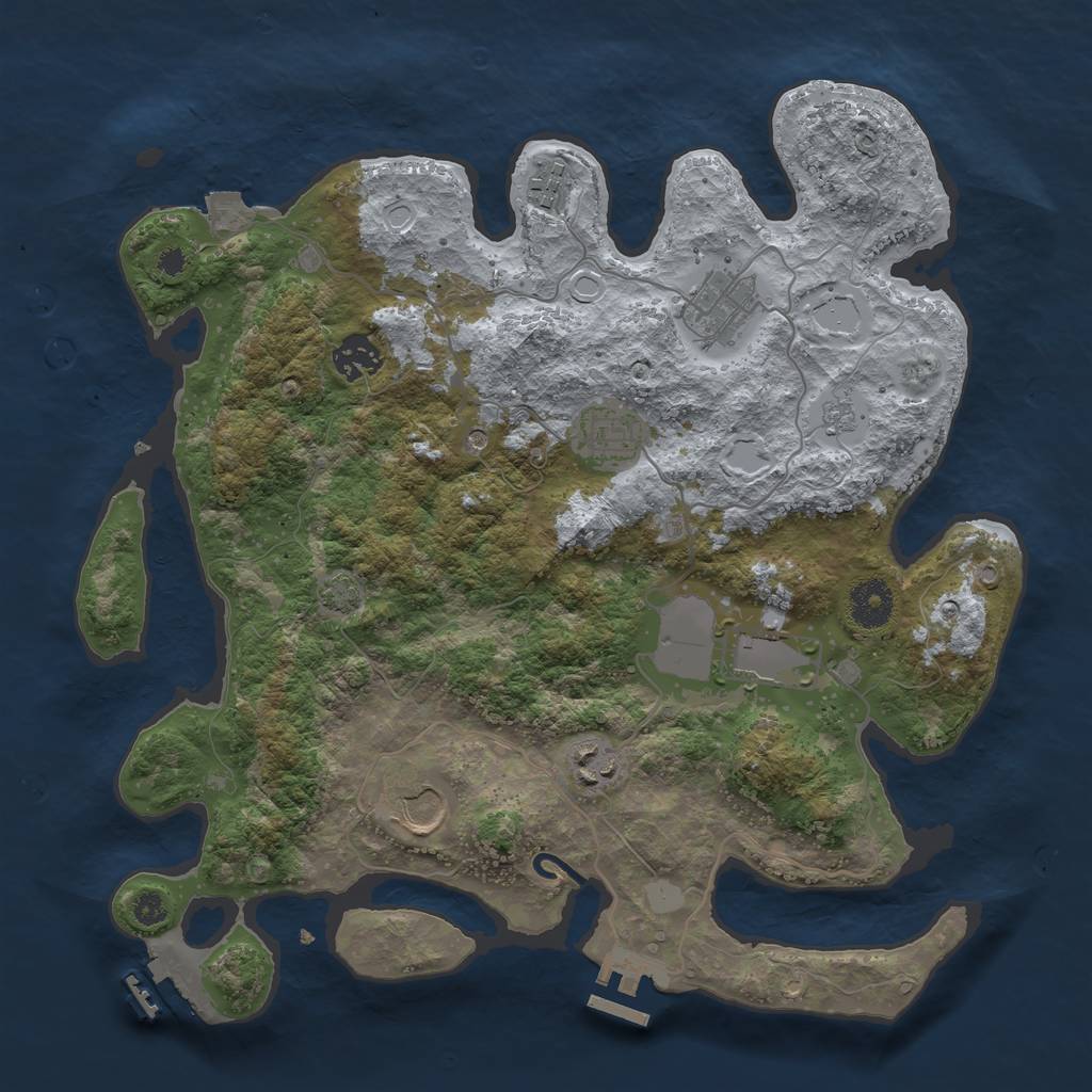 Rust Map: Procedural Map, Size: 3500, Seed: 703321301, 15 Monuments