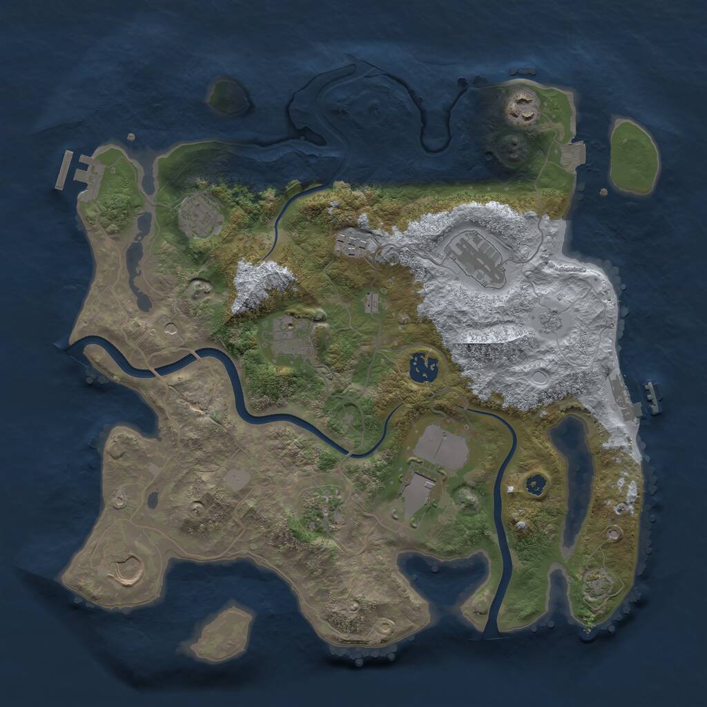 Rust Map: Procedural Map, Size: 3550, Seed: 2137525792, 15 Monuments