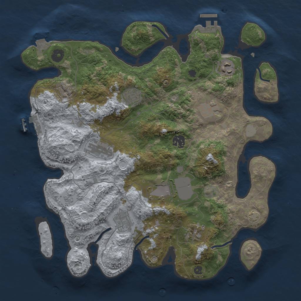 Rust Map: Procedural Map, Size: 3500, Seed: 643526, 16 Monuments