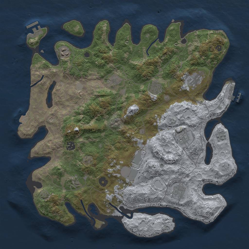 Rust Map: Procedural Map, Size: 4000, Seed: 1762923980, 18 Monuments