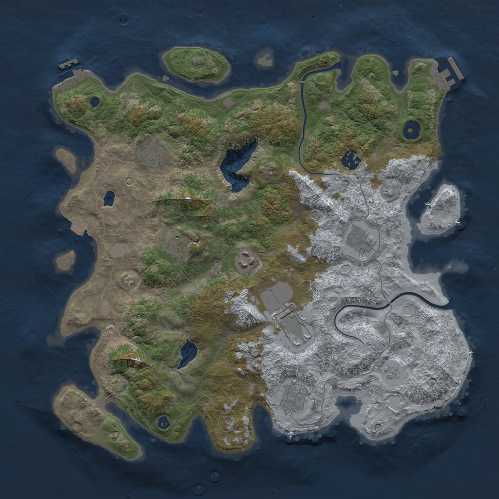 Rust Map: Procedural Map, Size: 4000, Seed: 180724, 13 Monuments