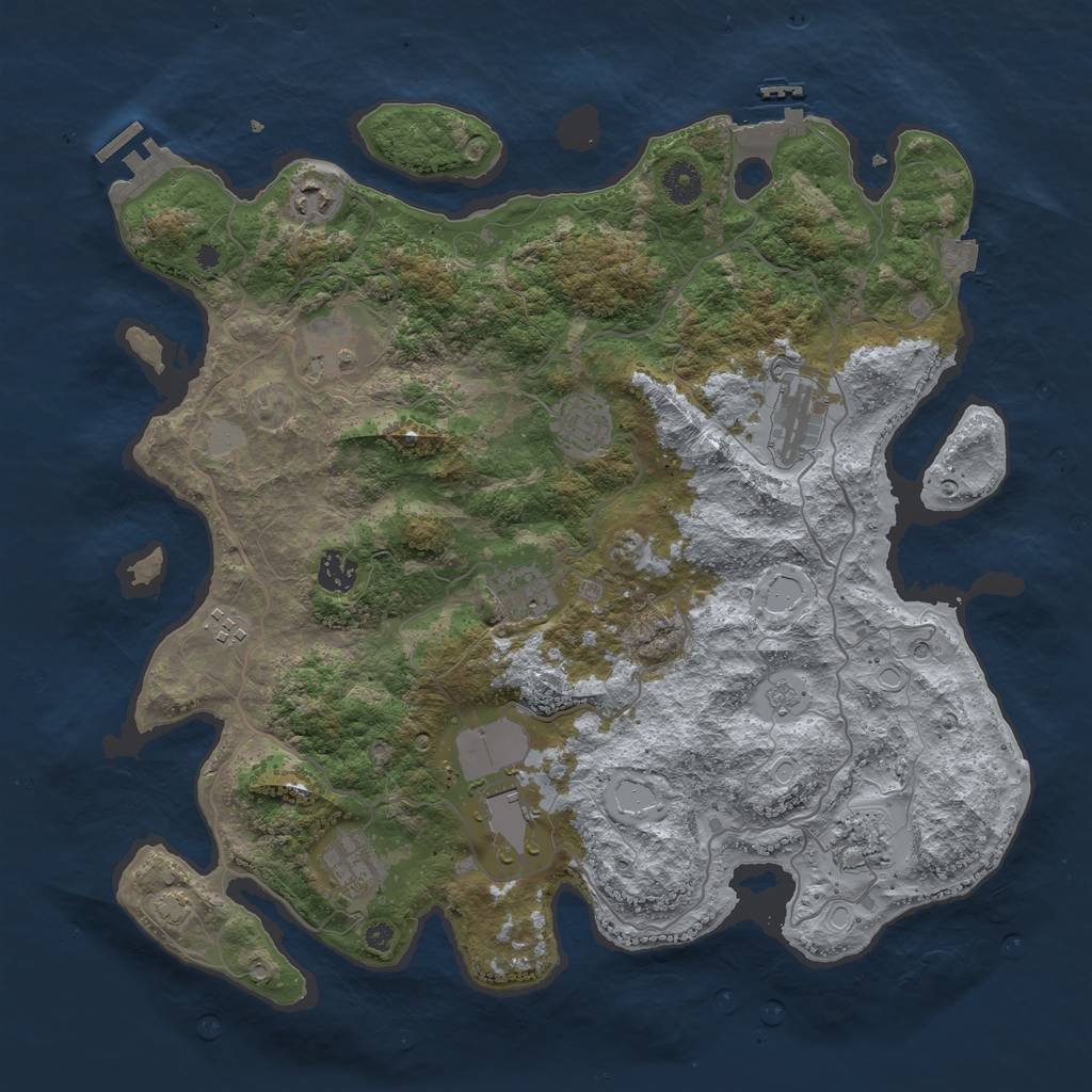 Rust Map: Procedural Map, Size: 4000, Seed: 180724, 18 Monuments