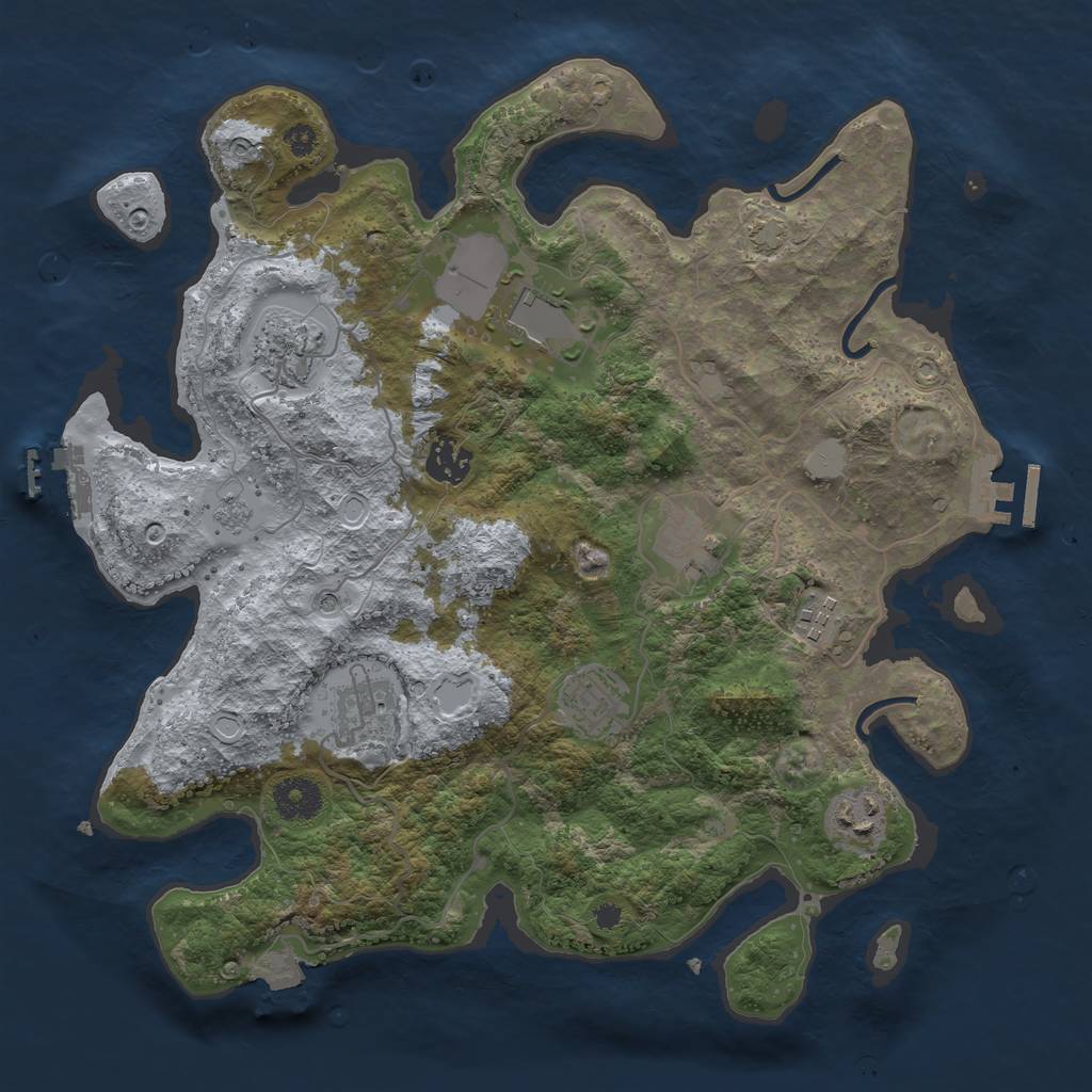 Rust Map: Procedural Map, Size: 3500, Seed: 2029566395, 16 Monuments
