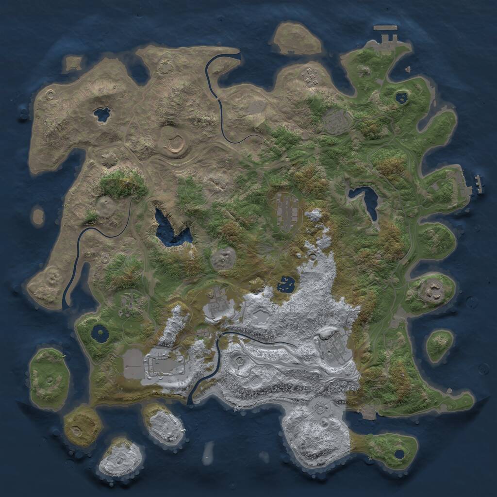 Rust Map: Procedural Map, Size: 4250, Seed: 1462981945, 16 Monuments