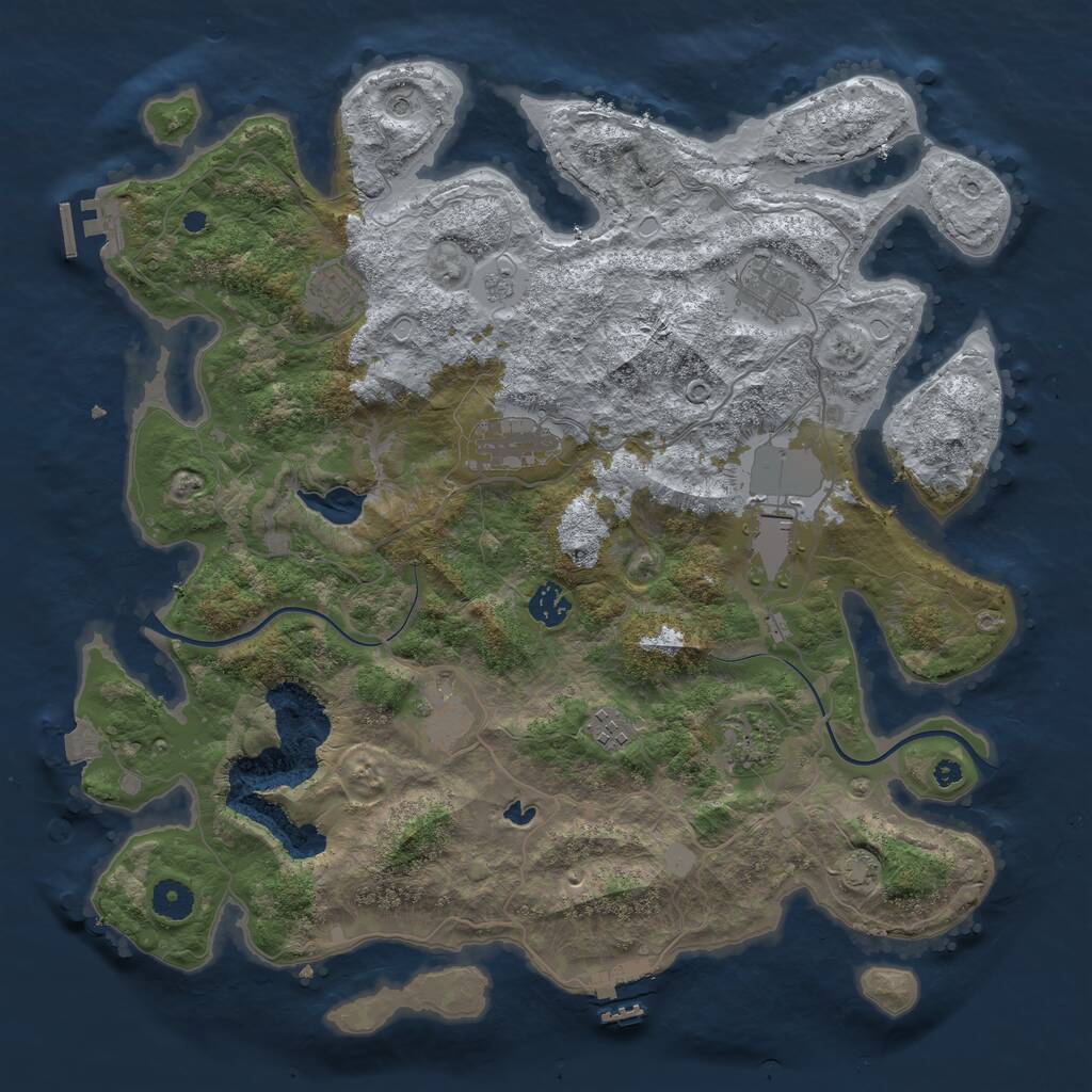 Rust Map: Procedural Map, Size: 4000, Seed: 2044785010, 14 Monuments
