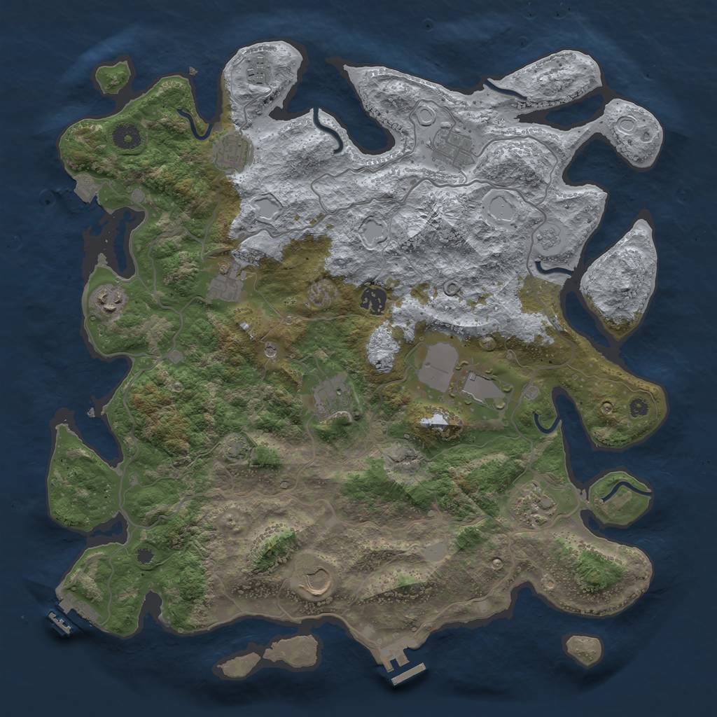 Rust Map: Procedural Map, Size: 4000, Seed: 2044785010, 18 Monuments