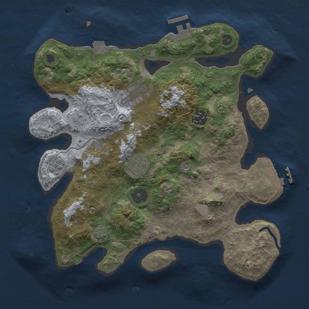 Rust Map: Procedural Map, Size: 3000, Seed: 1821525368, 12 Monuments