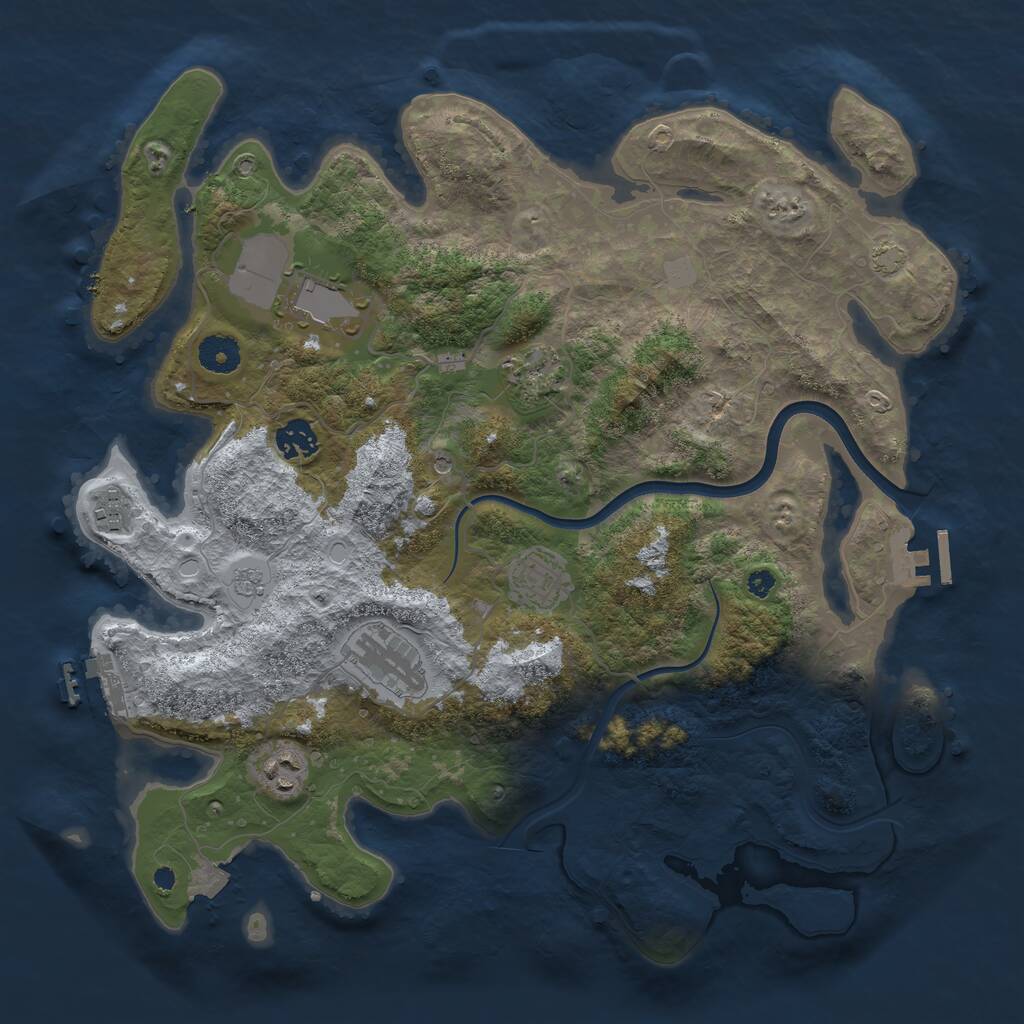 Rust Map: Procedural Map, Size: 3800, Seed: 18072024, 13 Monuments