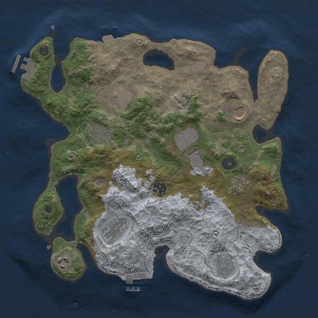 Rust Map: Procedural Map, Size: 3500, Seed: 412773081, 17 Monuments