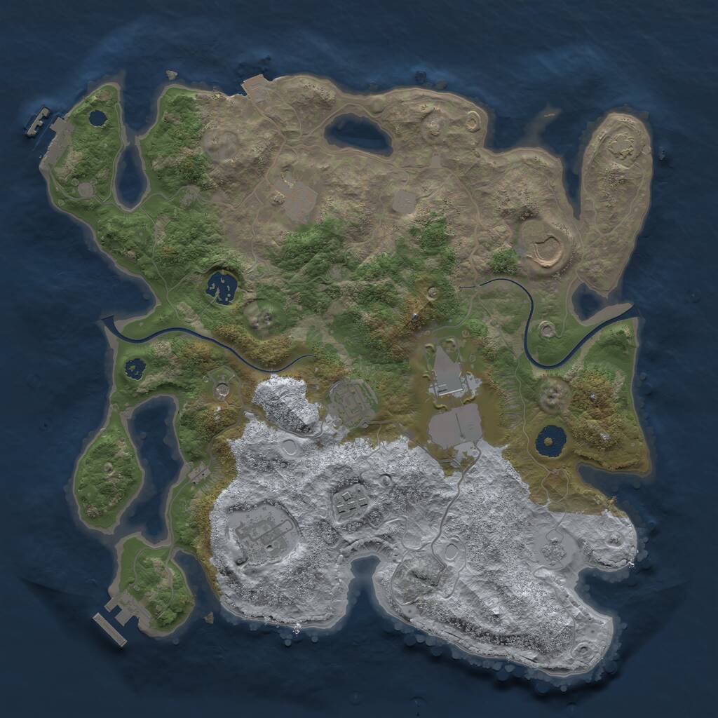 Rust Map: Procedural Map, Size: 3500, Seed: 412773081, 13 Monuments