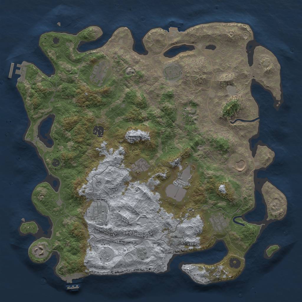 Rust Map: Procedural Map, Size: 4000, Seed: 1829368272, 19 Monuments
