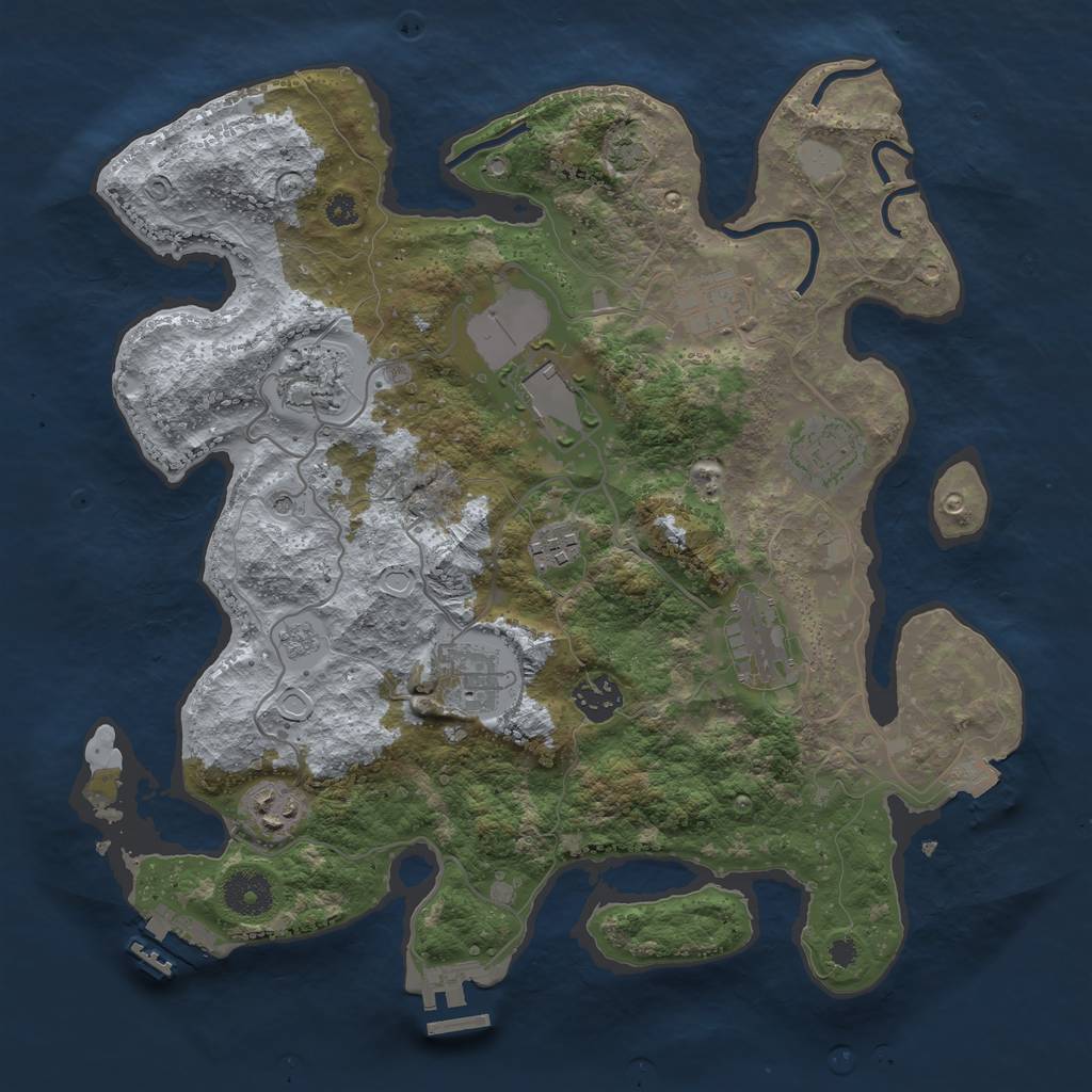 Rust Map: Procedural Map, Size: 3500, Seed: 450567045, 17 Monuments