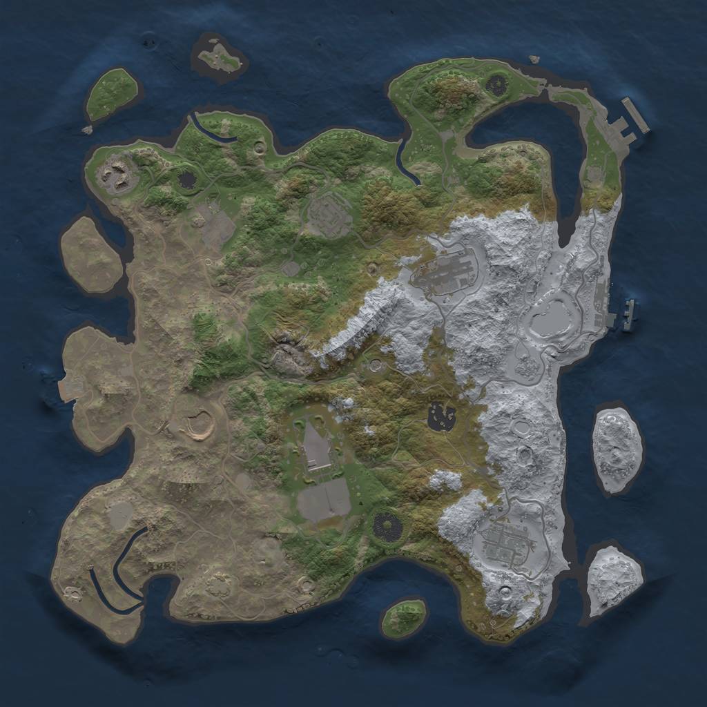 Rust Map: Procedural Map, Size: 3541, Seed: 262796128, 16 Monuments