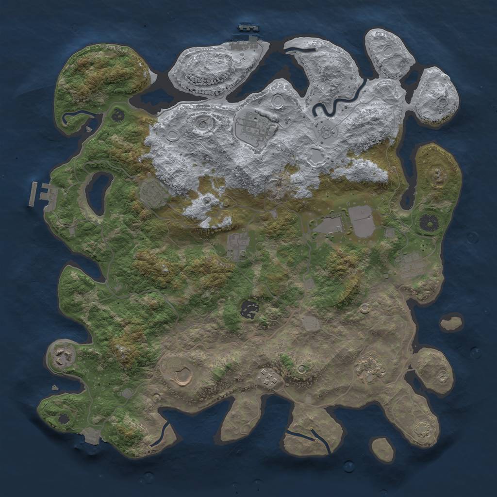 Rust Map: Procedural Map, Size: 4000, Seed: 46221, 18 Monuments