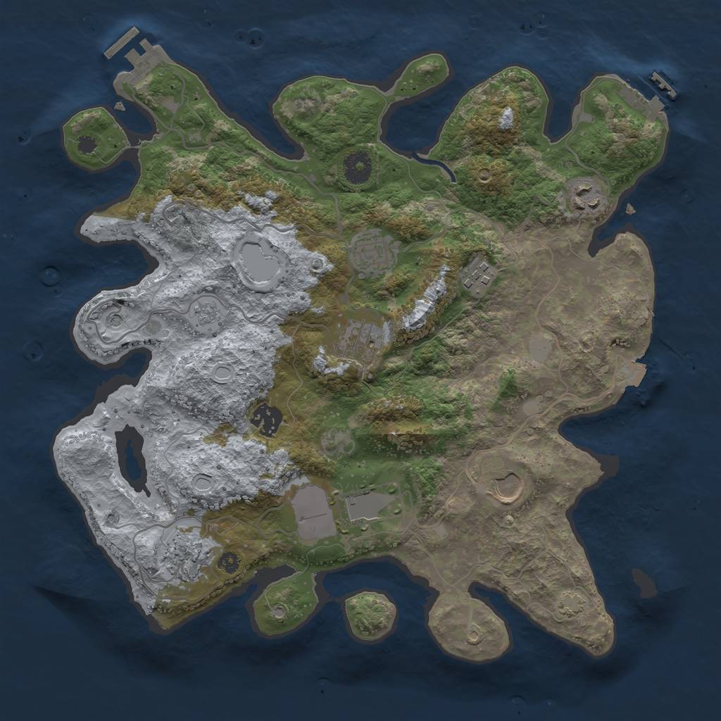 Rust Map: Procedural Map, Size: 3500, Seed: 1151503047, 16 Monuments