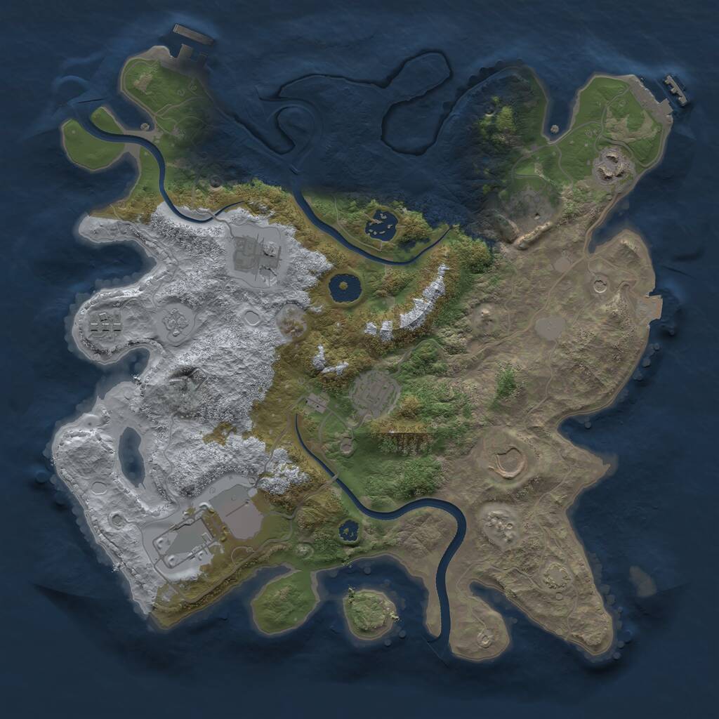Rust Map: Procedural Map, Size: 3500, Seed: 1151503047, 14 Monuments