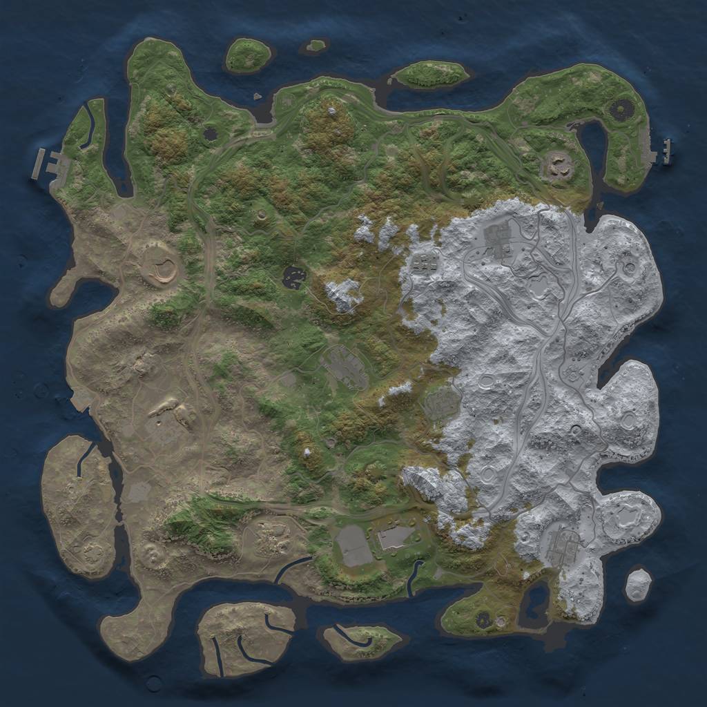 Rust Map: Procedural Map, Size: 4500, Seed: 1398982369, 19 Monuments